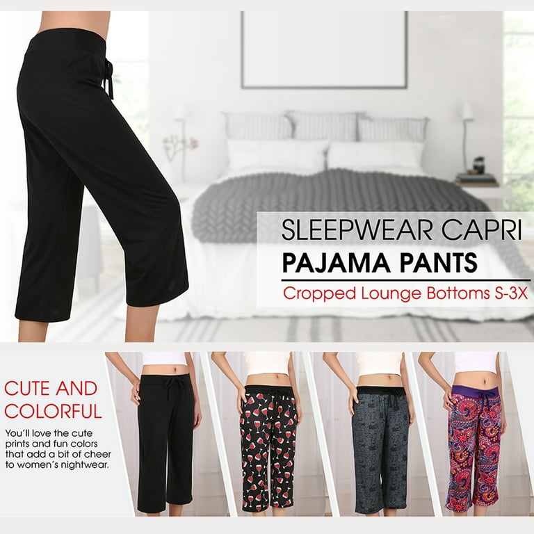 HDE Women's Capri Pajama Pants Sleepwear Sleep Pants XL Purple Paisley 