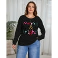 thumbnail image 5 of Drvitor Christmas Sweaters for Women Plus Size Crew Neck Sequin Letters Sweater Holliday Merry Pullover Sweater, Sizes XL-5XL, 5 of 10