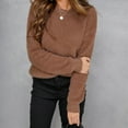 thumbnail image 5 of Fgnfyis Women Pullover Solid Color Long Sleeve Large Round Neck Sweater for Casual Wear Brown S, 5 of 9