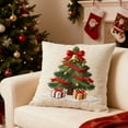 thumbnail image 4 of Cinvoph 18"x18" Embroidered Christmas Throw Pillow Covers Linen Festive Xmas New Year Holiday Decorative Pillow Cases for Couch Sofa Bed Chair Living Room Party, Winter Home Decoration, 4 of 6