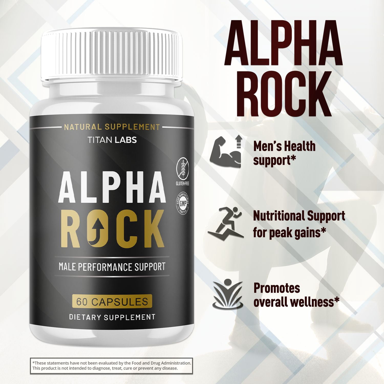 Alpha Rock Advanced Formula Natural Supplement Pills for Max Strength AlphaRock 120 Capsules