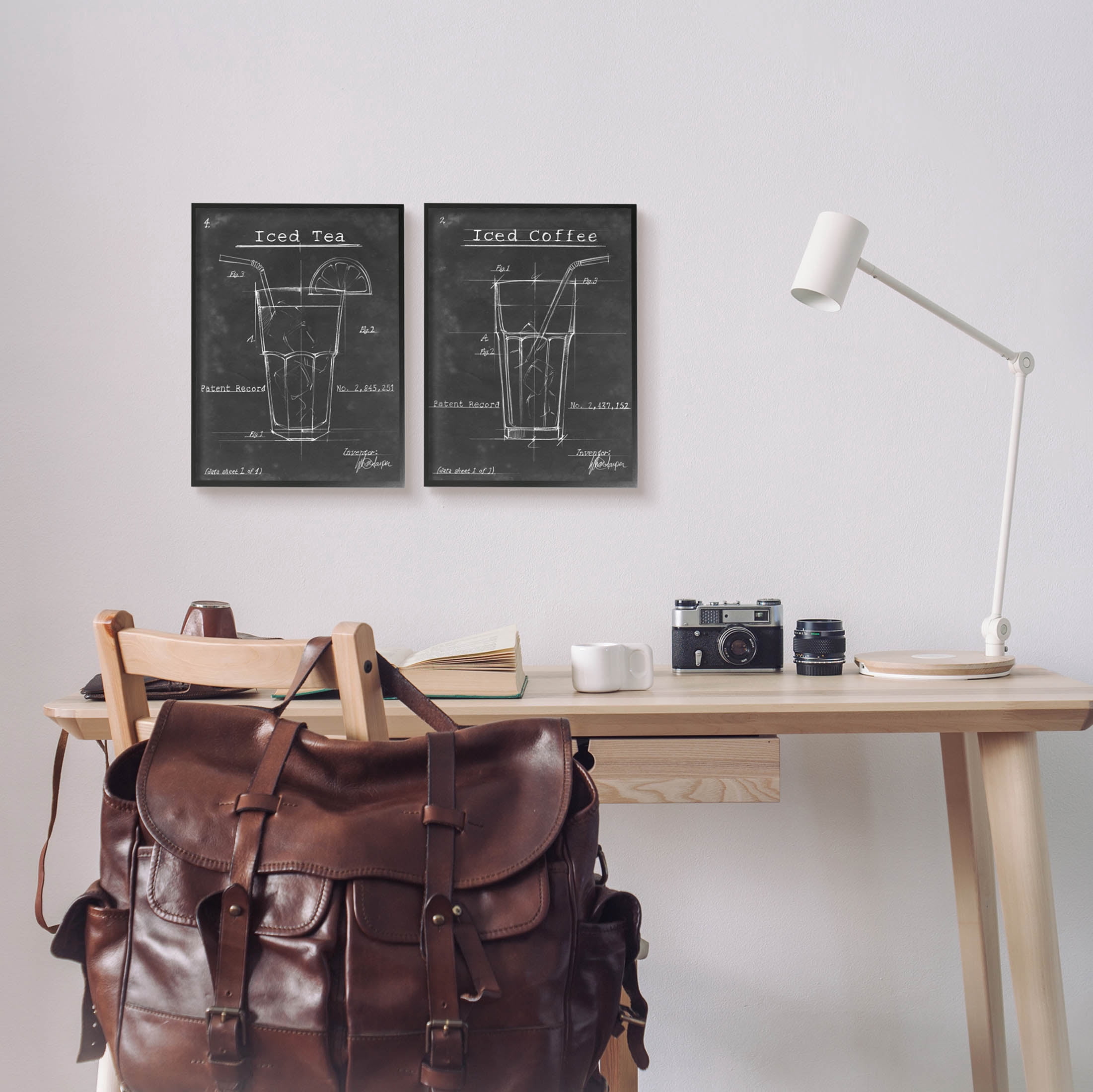 Stupell Industries Iced Coffee & Tea Diagram Graphic Art Black Framed Art Print Wall Art, Set of 2, Design by Ethan Harper
