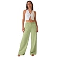 thumbnail image 5 of Dwellite Women's Wide Leg Cotton Linen Pants High Waist Straight Leg Dress Pants 2026 Casual Business Trousers with Pockets Mint Green L, 5 of 7