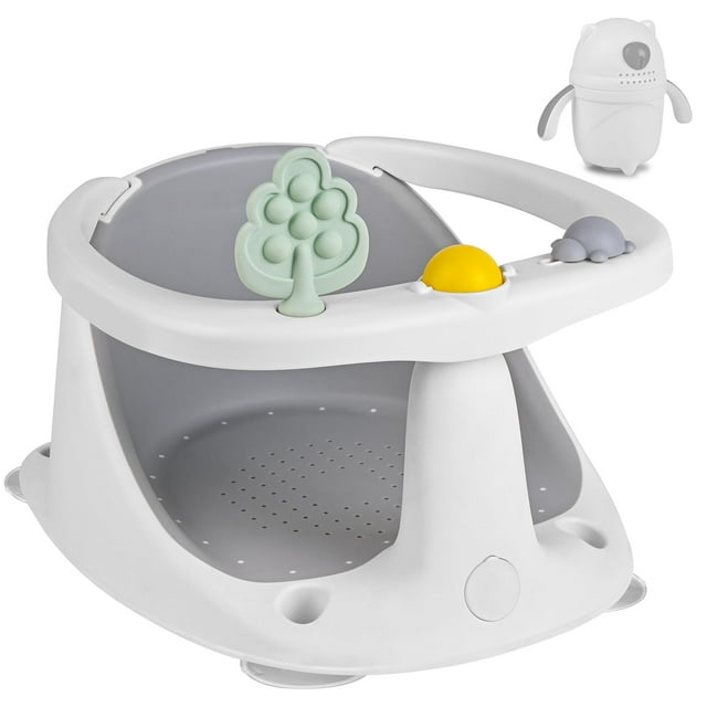 Asiento de baño para bebés ALNUY para bebés de 6 a 24 meses con vaso de enjuague