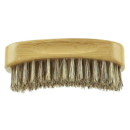 Handle Beard Brush - Bass BS12 Contoured Firm Bristles Men's Hair, Beard and Mustache Brush. 100% Natural Bristles. Pure Bamboo Handle. Travel Bag included (Hard Bristles)