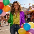 thumbnail image 6 of Women's Mardi Gras Shirts Long Sleeve Button Down Shirt Tuesday Carnival Party Outfit 2026, 6 of 7