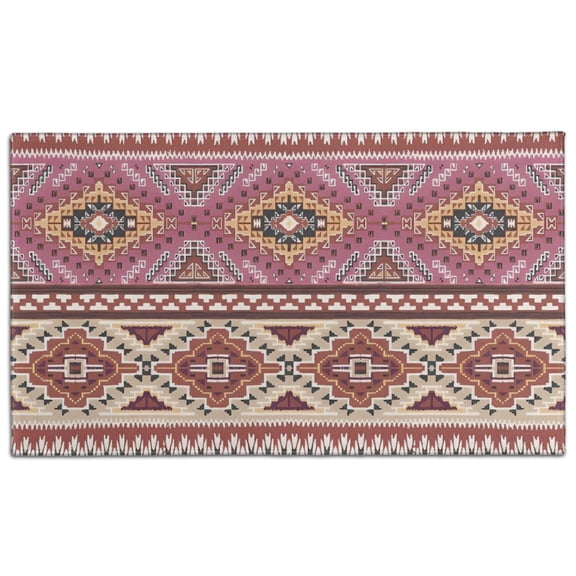 Pink Boho Tribal Diamonds and Triangles Pattern Door Rugs,Washable Non Slip Door Mats Indoor,Decorative Door Mats,Entry Mat Indoor for Entrance,Bedroom,Kitchen,Bathroom,17"x30"