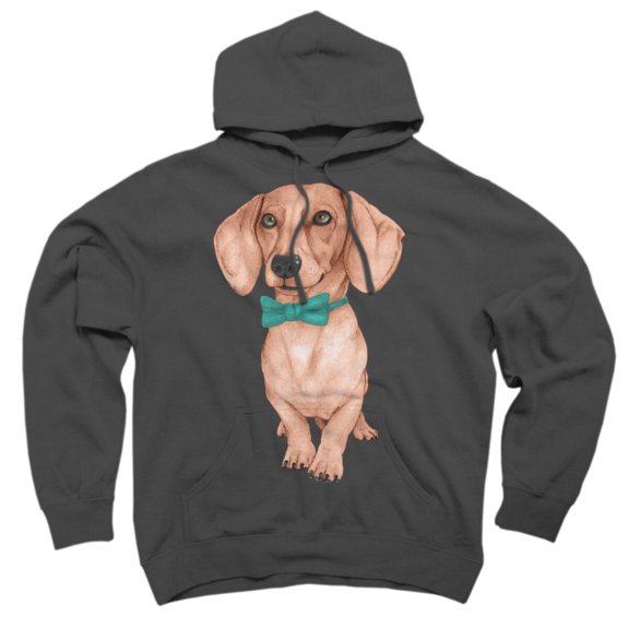 Dachshund, The Wiener Dog Charcoal Gray Graphic Pullover Hoodie - Design By Humans XL
