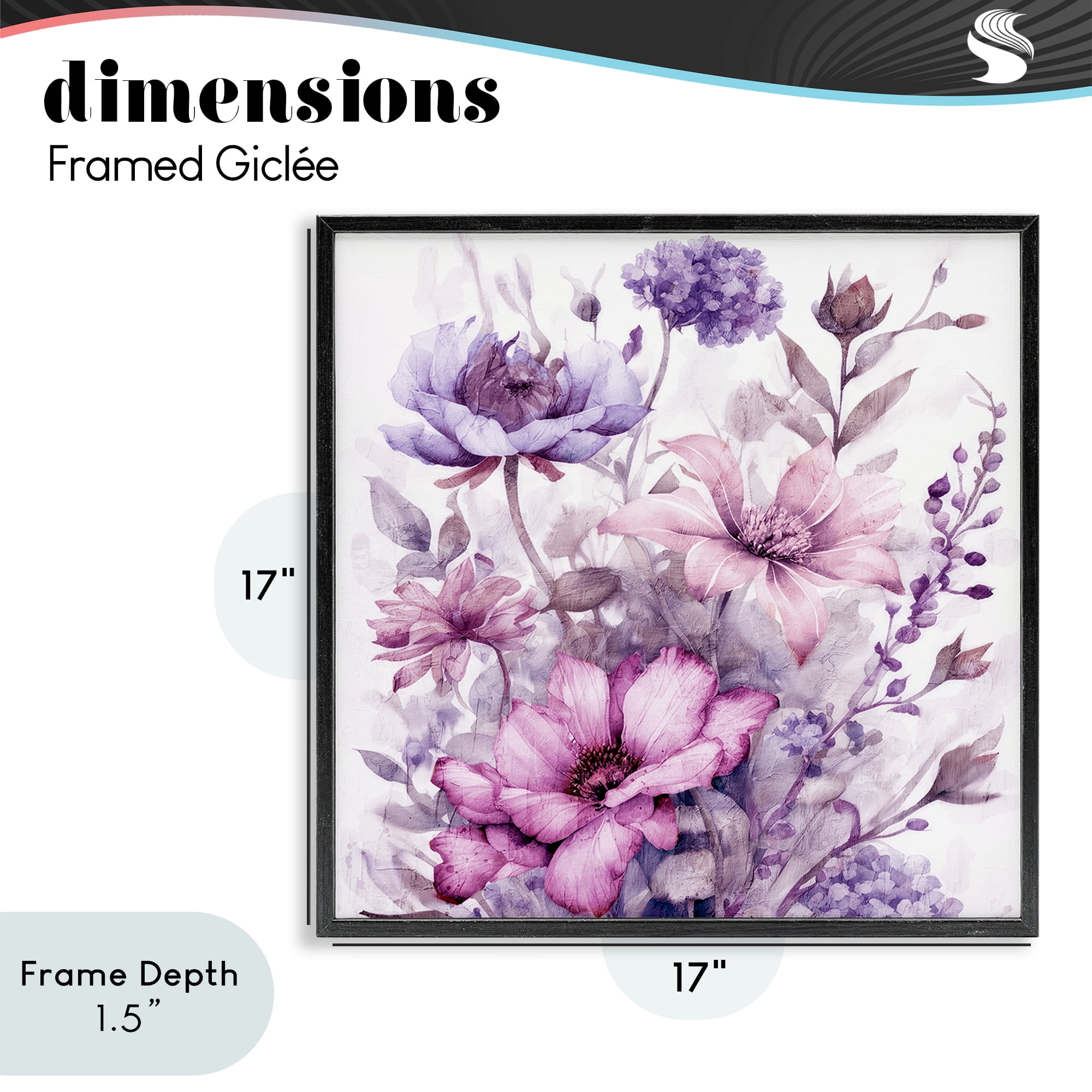 Stupell Industries Purple & Blush Florals Black Framed Giclee Art, design by Kim Allen