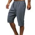 thumbnail image 2 of IROINNID Bermuda Shorts for Men Drawstring Pocket Solid Color Cotton And Linen Sports Shorts Gray, 2 of 9