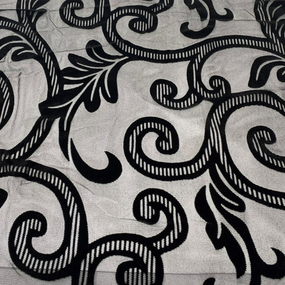 Elegant Damascus Black Burnout Velvet