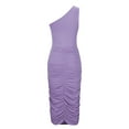 thumbnail image 6 of Fewfanhot Women Dresses One Shoulder Sleeveless Ruched Midi Club Party Dress, 6 of 8