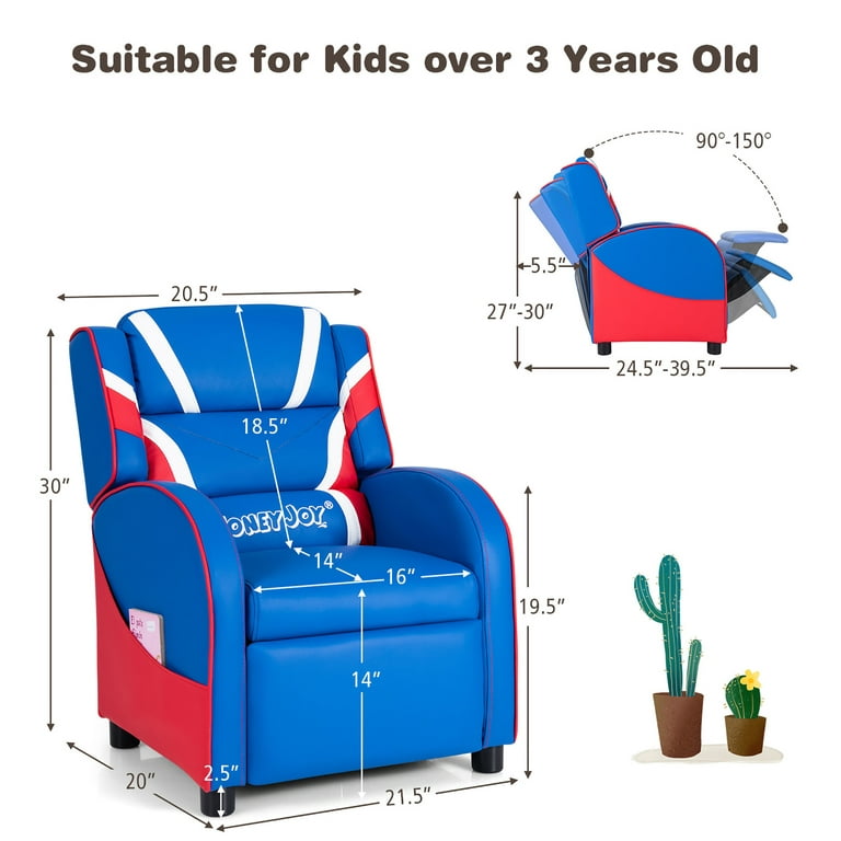 Halifax North America Kids Recliner Chair Children Sofa Angle Adjustable Single Lounger Armchair Gaming Chair with Footrest 2 | Mathis Home