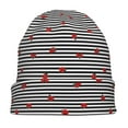 thumbnail image 7 of Naloa Ladybugs on Black and White Striped Soft Beanie Hat, Knit Beanie Daily Beanie in Fine Knit for Women Men Winter Travel, Outdoor, 7 of 7