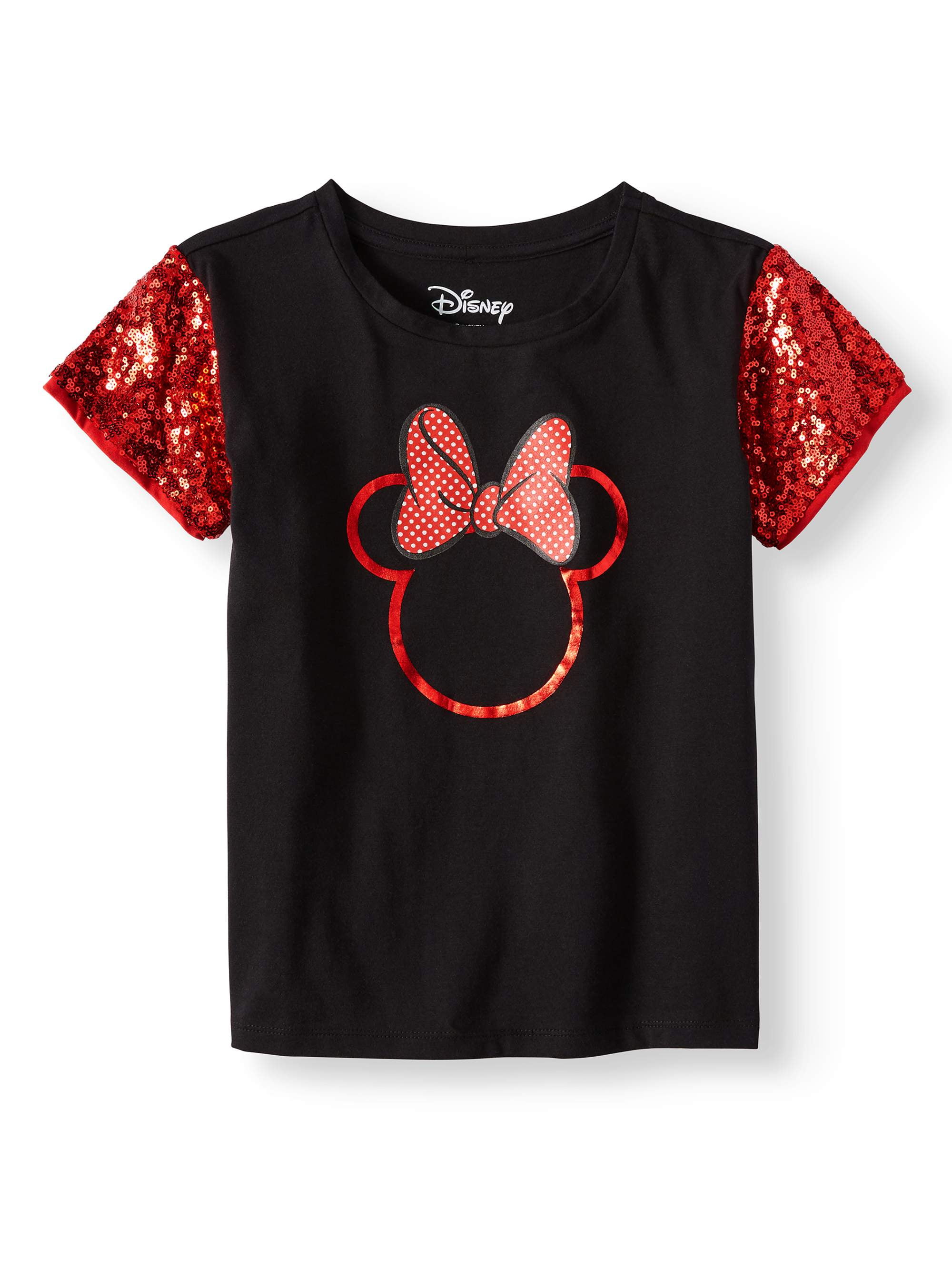 Disney Minnie Mickey Mouse 100% Cotton Glitter T-Shirts Tops 2-8 Years Bulky Set 