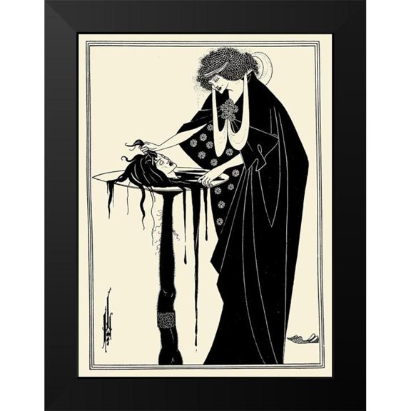 Beardsley, Aubrey 11x14 Black Modern Framed Museum Art Print Titled - Salome 1894 - The Dancers Reward