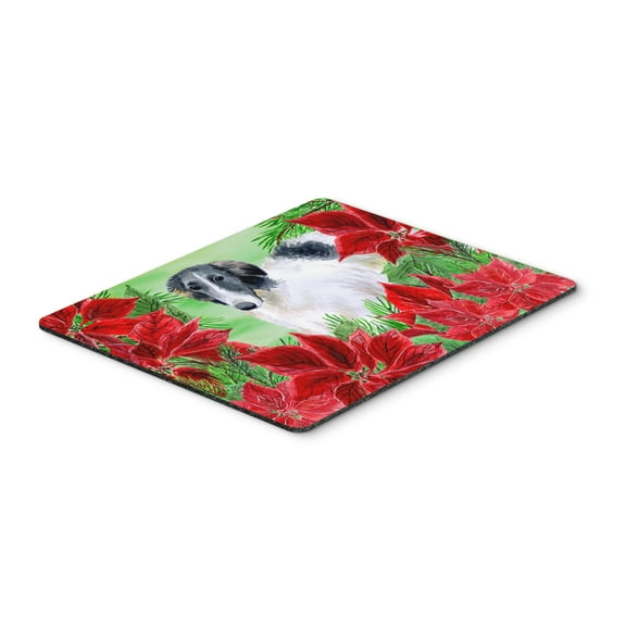 Borzoi Poinsettas Mouse Pad Hot Pad or Trivet