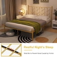 thumbnail image 4 of Costway Queen Size Metal Platform Bed Frame Vintage Headboard Mattress Foundation Gold, 4 of 9