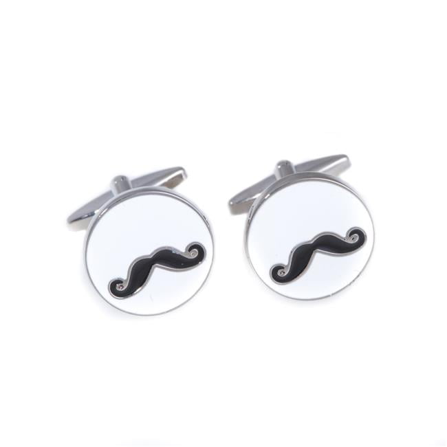 Silver Polished Rhodium Plated Cufflinks Moustache Design Cuff Links Gift New 