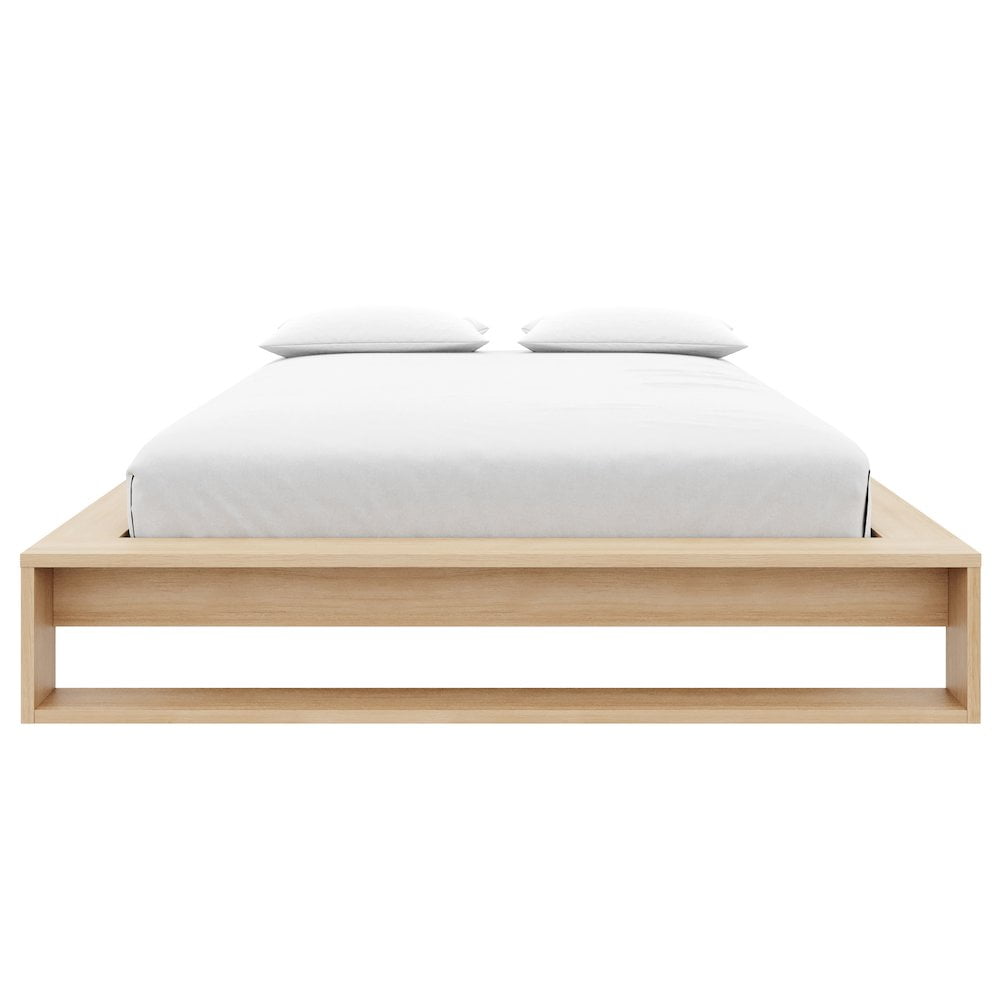 Nexera Lido Queen Platform Wood Bed Frame with Slats Natural Blonde Oak