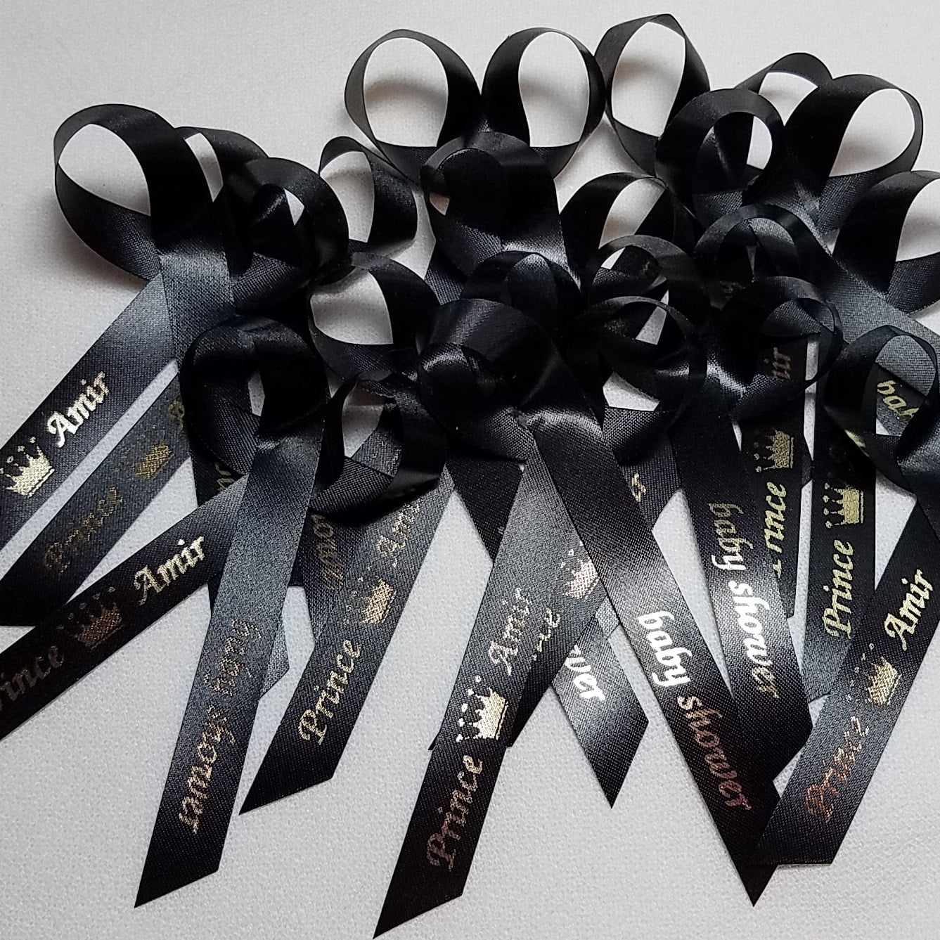 Personalized Ribbons Baby Bridal Shower Wedding Favors Custom Made 25 Black Bows
