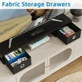 thumbnail image 2 of 45 Inch Large TV Riser with Fabric Drawers for 32-60 inch TV, Steel  Tabletop Shelf Monitor Stand for Home Office Black, 2 of 7