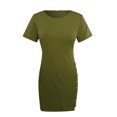 thumbnail image 4 of B91xZ 2024 Robes d'Été Décontractées pour Femmes Robe Longue Ample Décontractée Manches Courtes Fendue Maxi Robes, Vert Armée TG, 4 of 4