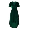 thumbnail image 2 of Fashion Women's Velvet Formal Holiday Party Gown Dress Short Sleeve, 2 of 9
