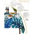 thumbnail image 5 of Blue Teal Leaves Rectangle Tablecloth, Summer Botanical Watercolor Leaf Waterproof & StainResistant Tablecloth, Washable Oil-proof Table Cover for Dining/Party/Wedding/Camping/Buffet 60x120 In, 5 of 9