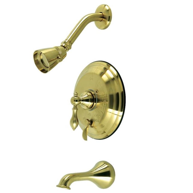 Kingston Brass KB36370ACL Robinet de Baignoire et Douche à Poignée Unique Classique Américain & Laiton Brossé