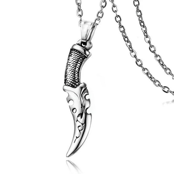 K-KED Mens Stainless Steel Punk Knife Dagger Pendant Necklace Men