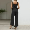 thumbnail image 7 of BLOCLOALO 2 Piece Lounge Set Sleeveless Tops Women's Outfits Square Neck Linen Tank Crop Top Wide Leg Pants Matching Set Cropped Tank Tops Dressy Casual Suit Casual Lounge Sets for Women Black Xl, 7 of 7