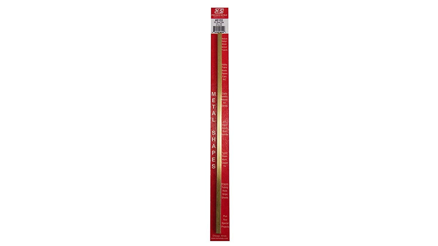 K & S Engineering 8155 Square Brass Tube 1/4 OD X 12in for sale online 