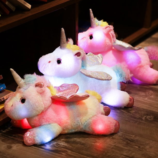 El juguete de la felpa del animal relleno de encargo enciende para arriba los juguetes luminosos del unicornio de las muñecas del unicornio que brillan intensamente de la noche LED Sincero Hogar