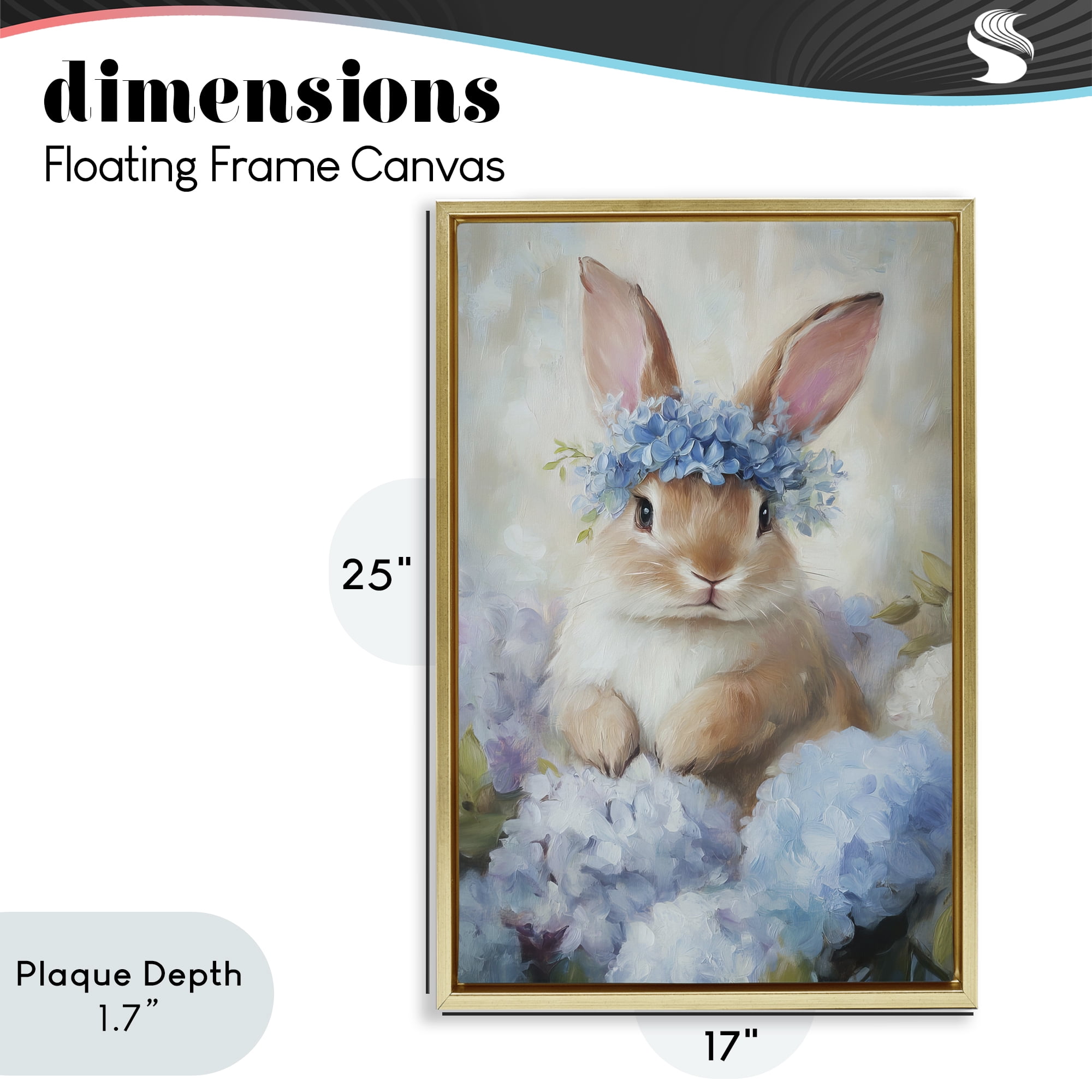Stupell Industries Bunny In The Blossoms Gold Framed Floater Canvas Wall Art, design by Tina LeCour