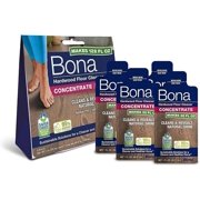 Bona Hardwood Floor Cleaner Concentrate, Unscented, 1 fl oz, Pack of 4 (Makes 128 fl oz) - Residue-Free Floor Cleaning Concentrate Spray Mops and Spray Bottle Refill - For Wood Floors