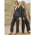 thumbnail image 3 of DARING DIVA Women's Houndstooth Plaid Blazer Business Suit Jacket S Black Grey, 3 of 6