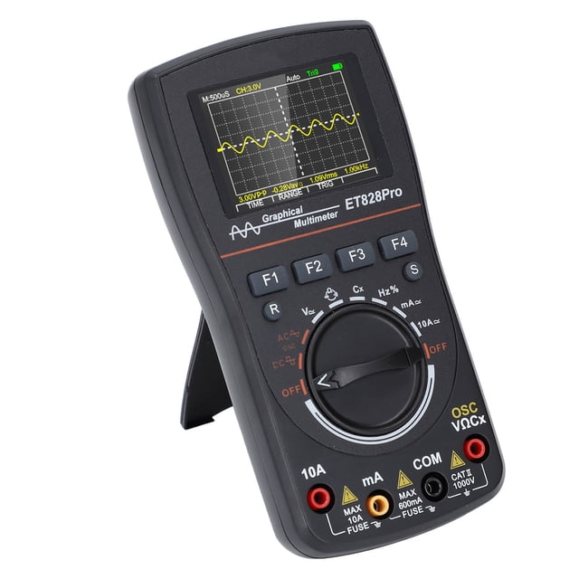 Handheld 2-in-1 Digital Oscilloscope Multimeter with 10MHz Bandwidth, 50Msps Sampling Rate, 2.4" LED Backlit Color Screen, Auto-Ranging 6000 Counts, 3 Waveform Scanning Modes, 100 Data/10 Waveform