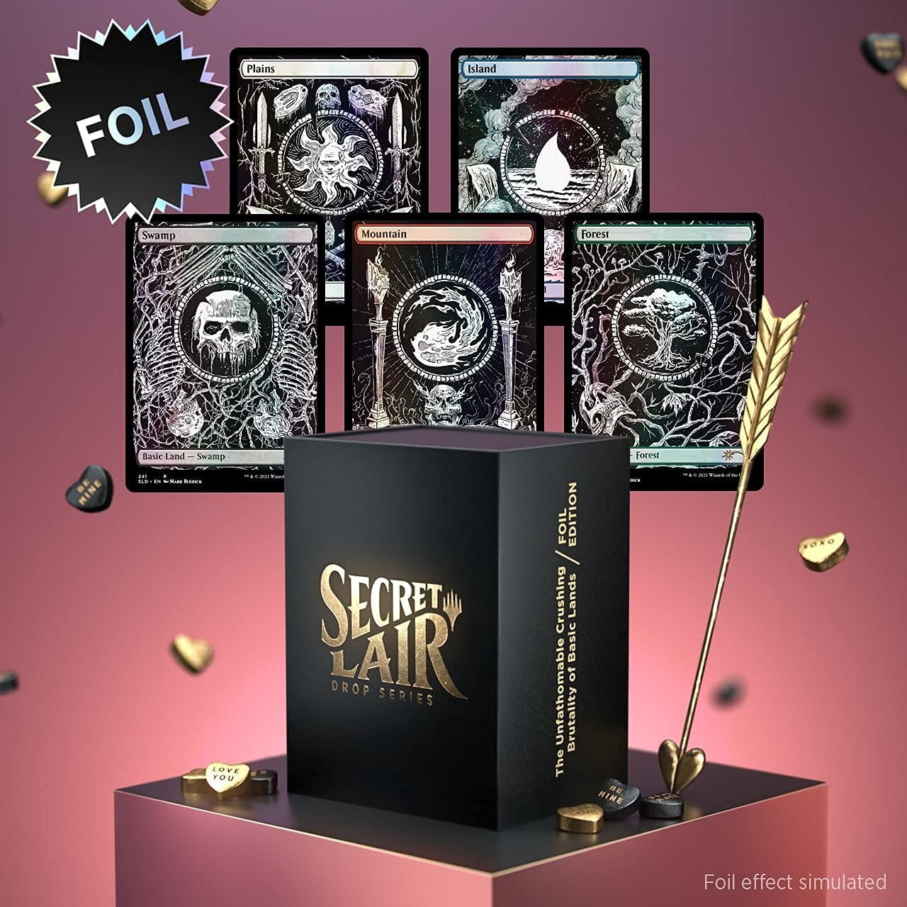 Magic TCG Magic: The Gathering Secret Lair Premium Foil: MTG Smitten Superdrop 2021 Unfathomable Crushing Brutality of Basic Lands