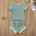 thumbnail image 4 of Douhoow 0-3Y Unisex Baby Girls Ribbed Short Sleeve T-Shirts+Drawstring Shorts 2Pcs Casual Outfits, 4 of 8