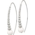 thumbnail image 2 of Sterling Silver Polished Beaded Simulated Pearl Threader Earrings (Width 9) (Length 56) - Jbsp, 2 of 5