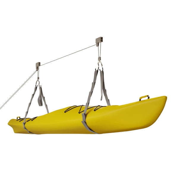 GJWL Kayak Hoist Lift & Canoe Hoists 125 lb Capacity – Gray Garage Storage with Mounting Brackets Easy Installation Space-Saving Ceiling Mount