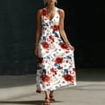 thumbnail image 7 of WRKEKC Floral Dress for Women Print V Neck Sleeveless Loose Silhouette Midi Easy Care Stretch Chic, 7 of 7