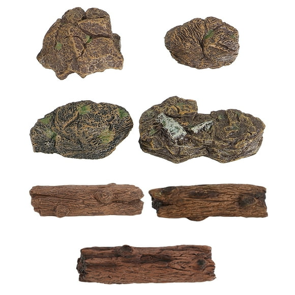 7pcs Simulation Micro Landscape Decors Artificial Stones Tree Trunk Models