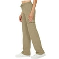 thumbnail image 4 of iHPH7 Drawstring Pants Women Hiking Cargo Pants Women Straight Leg Sweatpants for Women Baggy Pants Elastic Waist Pants for Women Fall Outfits Trousers Pants for Women Khaki S, 4 of 6