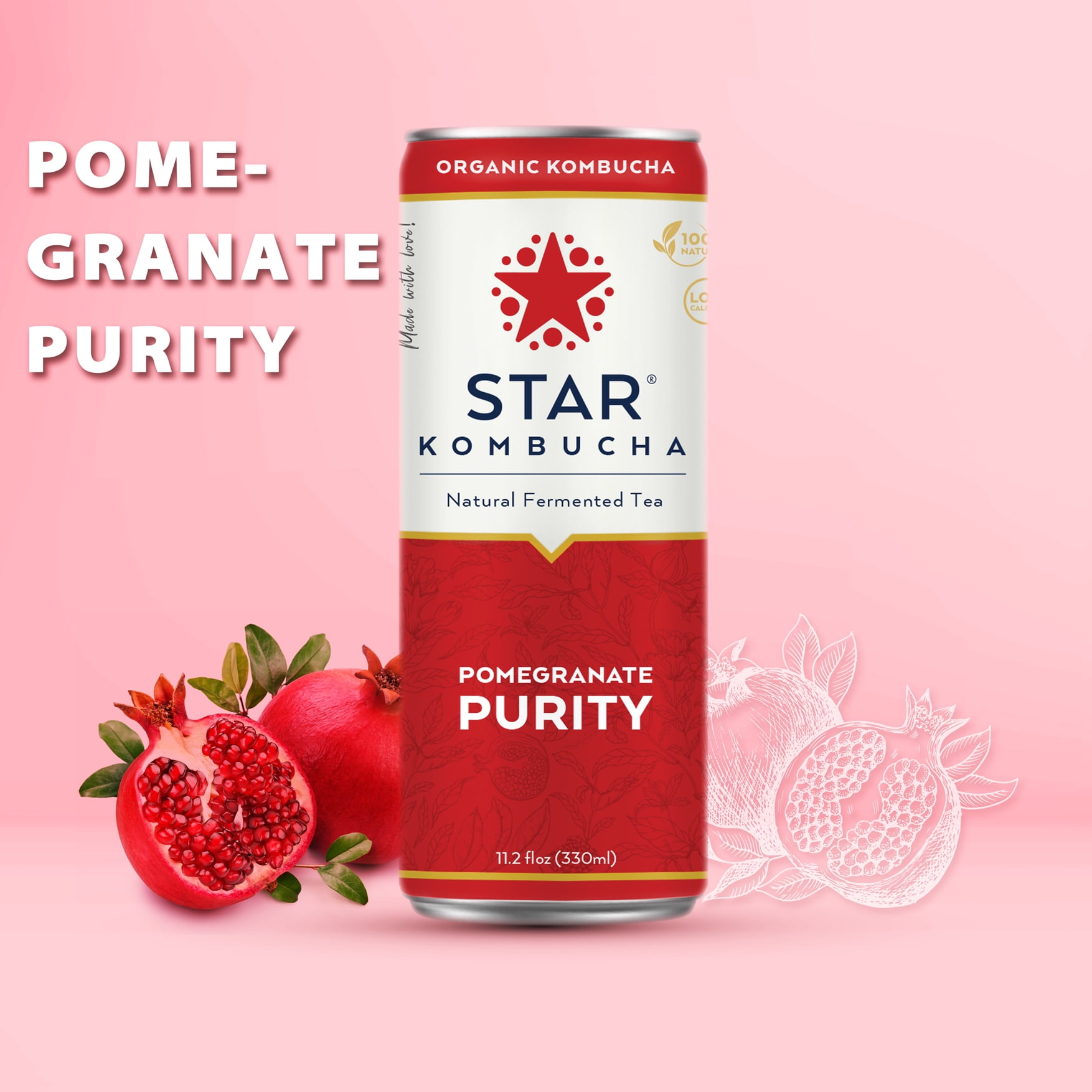 Star Kombucha Pomegranate Purity, Probiotic, 100 Natural Ingredients