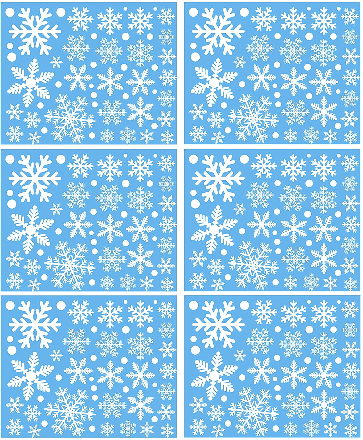 155Pcs Christmas Snowflakes Window Clings Decals Decorations White Christmas Window Stickers Winter Wonderland Decorations for Christmas Party