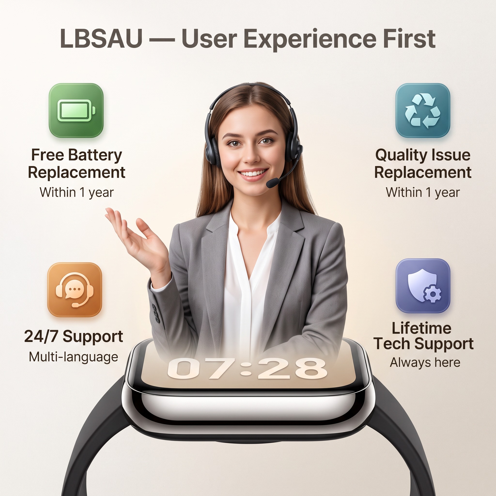 LBSAU 1.83" HD Smart Watch with Bluetooth Calling, Black photo 2