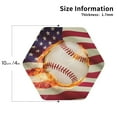 thumbnail image 2 of Easygdp Baseball Ball With Flag or Leather Coasters Set of 4 Coaster, Non-Slip, Heat Resistant for Home, Office, Kitchen (Round,Square,Octagon,Hexagon)-Hexagon, 2 of 6