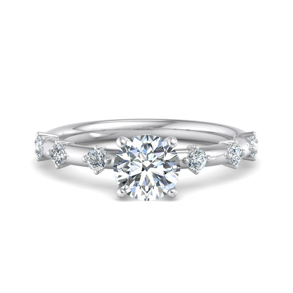 Oryn Jewel 14K White Gold Over 1.7 Ct Round Cut Lab Created Diamond Hidden Halo Engagement Ring for Women - Stylish Solitaire Diamond Ring for Wedding and Engagement Jewelry